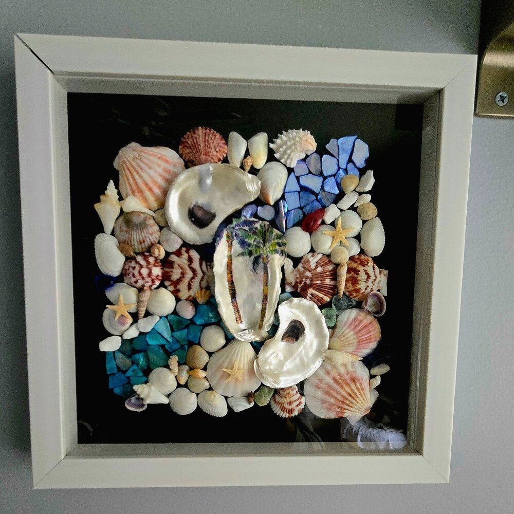 Hanging Seashell mosaic artwork